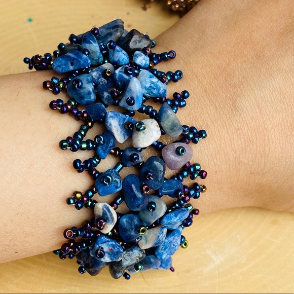 Lapis Lazuli Gemstone Beaded Handmade Bracelet - Picture 6 of 6